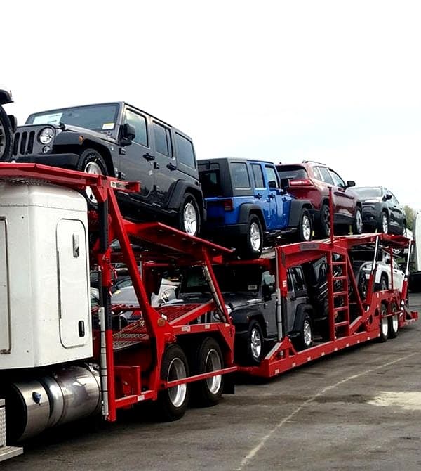 Vehicles loaded for international RoRo shipping