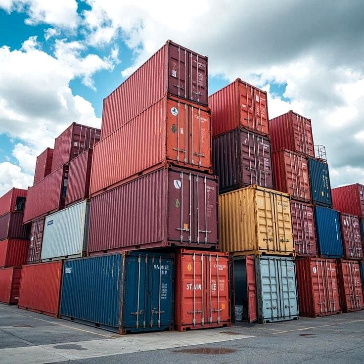 Shipping containers at a freight terminal
